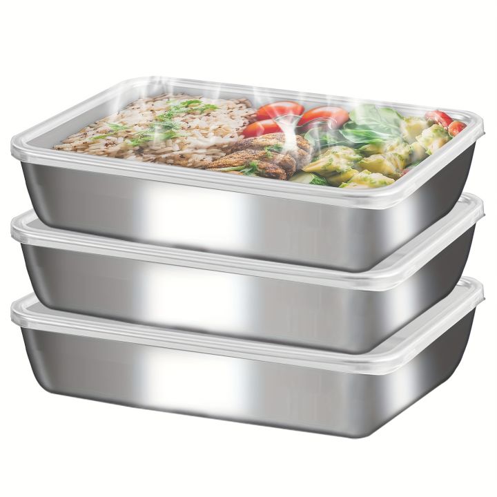 3pcs%20Stainless%20Steel%20Food%20Containers%20&%20Lunch%20Box,%20Leakproof%20Stackable%20Clear%20Lids,%20Kitchen%20Items%20and%20Accessories%20for%20Camping%20-%20Image%202