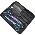 Hair Scissors 6" Japan Stainless Hairdressing Scissors Blue Hair Scissors Barber Shop Thinning Scissors Haircut Set Comb C1001.