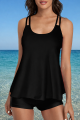 MOXDOWomen's Flowy Tankini Set, Two-Piece Beach Vacation Swimsuit with Double-Strap Detail. 