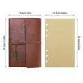A6 Vintage Travelers binder Notebook Blank Kraft Diary PU Leather Loose leaf Notepad Journal Sketchbook Office Supplies. 