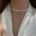 1 piece of S925 silver simple hollowed-out wide necklace, mesh clavicle chain, high quality, suitable for daily wear. 