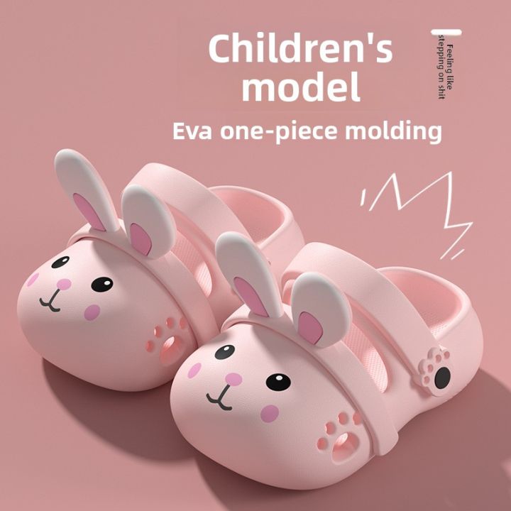 2026 Summer Cute Rabbit Children Slippers Cartoon Outdoor Clogs For Girls Toddler Waterproof Anti Slip EVA Kids Beach Shoes