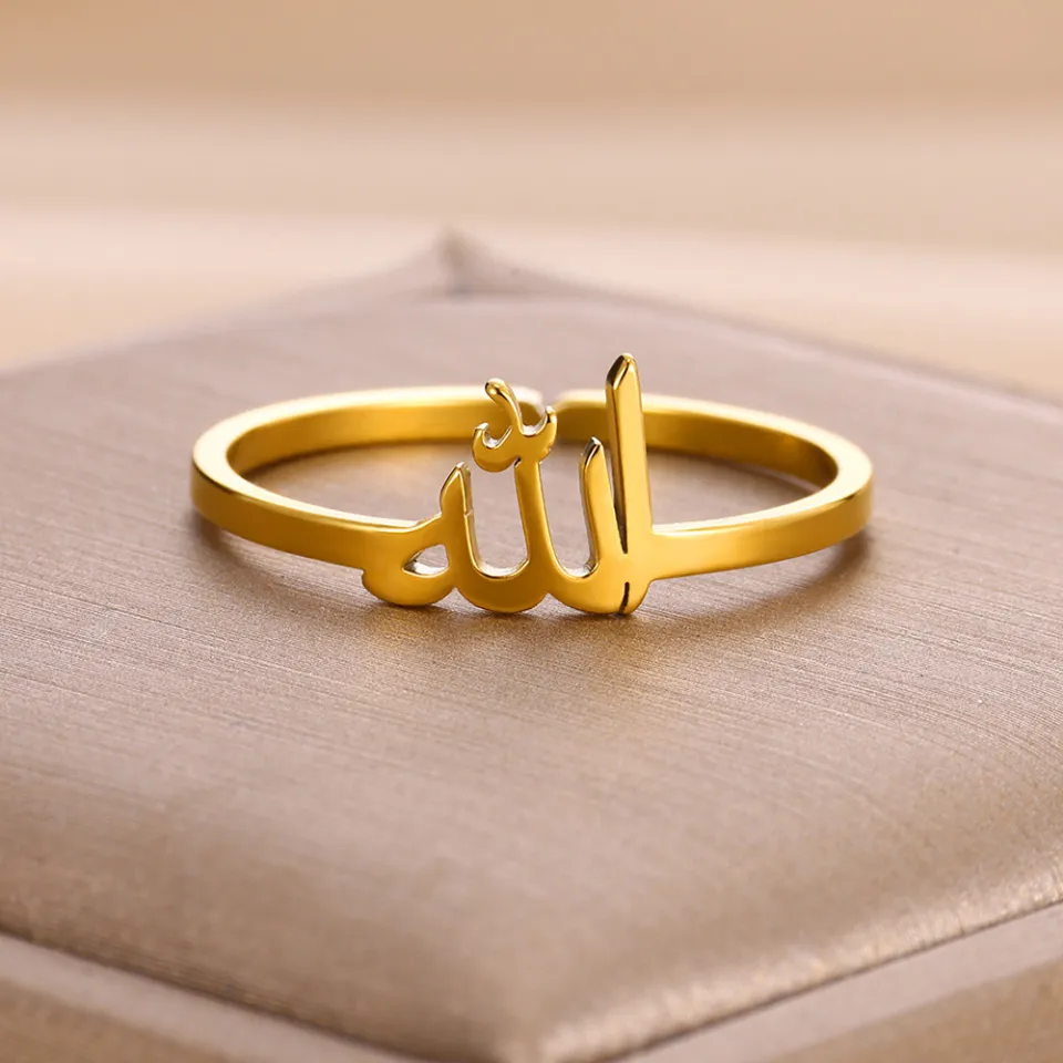Arabic Islamic Muslim Allah Rings For Women Men Stainless Steel