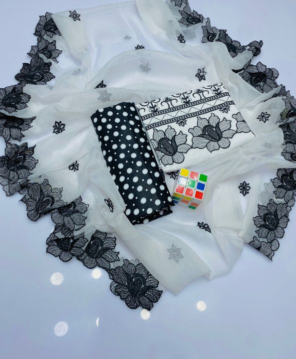 Alhamdulilah%20%E2%80%93%20Cut%20Work%20Polka%20Dots%20Lawn%203PC%20Suit%20%7C%20Polka%20Digital%20Printed%20Shirt,%20Chiffon%20Dupatta%20&%20Cross%20Stitch%20Trouser%20-%20Image%204