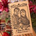 Laser Cut Wooden Notebook Cover With Lotus Flower. 