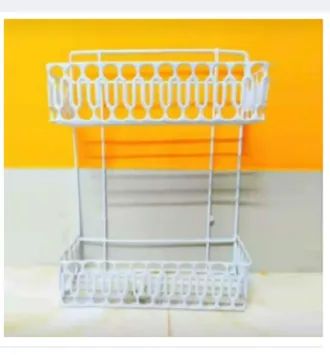 Keep Your Kitchen Organized with a 2-Layer Square Hanging Wall Storage Organizer Shelf/Rack - Easy To Clean, A Unique Choice for Kitchen Organization