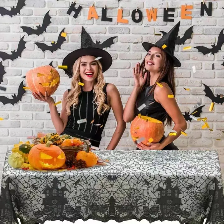 1%20Pcs%20of%20Halloween%20Lace%20Tablecloth%20Spider%20Web%20Skull%20Pattern%20Rectangular%20Shape%20for%20Party%20Decoration%20Haunted%20House%20Pumpkin%20Design%20-%20Image%203