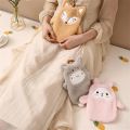 350ML Rubber Hot Water Bottle with Cute Plush Cover Lovely Cartoon Hot Water Bag Explosion-proof Portable Hand Warmer Great Gif. 