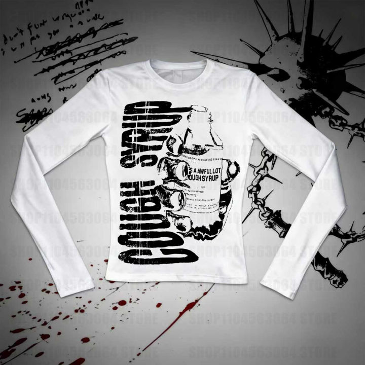 Spring new American spicy girl printed long sleeved T-shirt, fashionable and simple style, loose round neck slimming women's sty