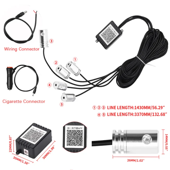 4/5/6%20In%201%20Car%20Ambient%20Decoration%20Lamp%20Kit%20RGB%20Neon%20Bluetooth%20App%20Control%20Cigarette%20USB%20Car%20LED%20Interior%20Atmosphere%20Light%2012V%20-%20Image%205