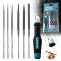 6Pcs Needle File Set Small Files Mini Files Wood Files Metal Files Set Steel Files with Handle Interchangeable, for Carving. 