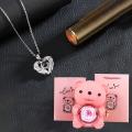 Heart 100 Languages Projection Pendant Necklaces With Cute Bear Rose Flower Gift Box 2024 New Festival Gifts Romantic Jewelry. 