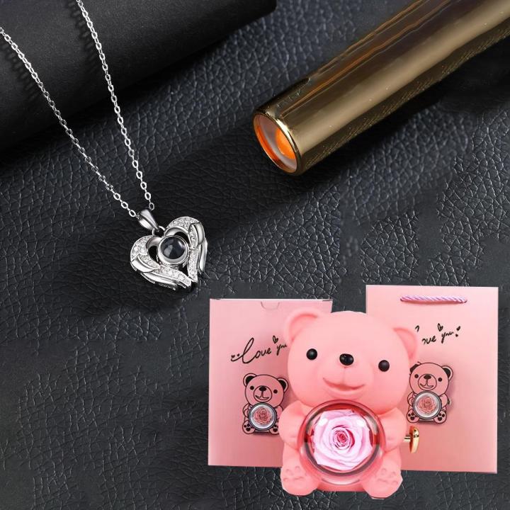 Heart%20100%20Languages%20Projection%20Pendant%20Necklaces%20With%20Cute%20Bear%20Rose%20Flower%20Gift%20Box%202024%20New%20Festival%20Gifts%20Romantic%20Jewelry%20-%20Image%206