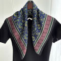 Spring/Summer Orange Imitation Silk Neckerchief Outdoor Decoration Wraps for Women 70*70cm Cashew Print Square Scarf. 