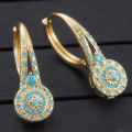 A Pair of Fashionable Inlaid Green Color Stone Earrings, Women's Bohemian Style Retro Trendy Accessory .