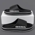 Feslishoet Women Letter Slippers Beach Slides Solid Color Mens Thick Sole Indoor Bathroom Anti Slip Shoes Summer Couple Sandals. 