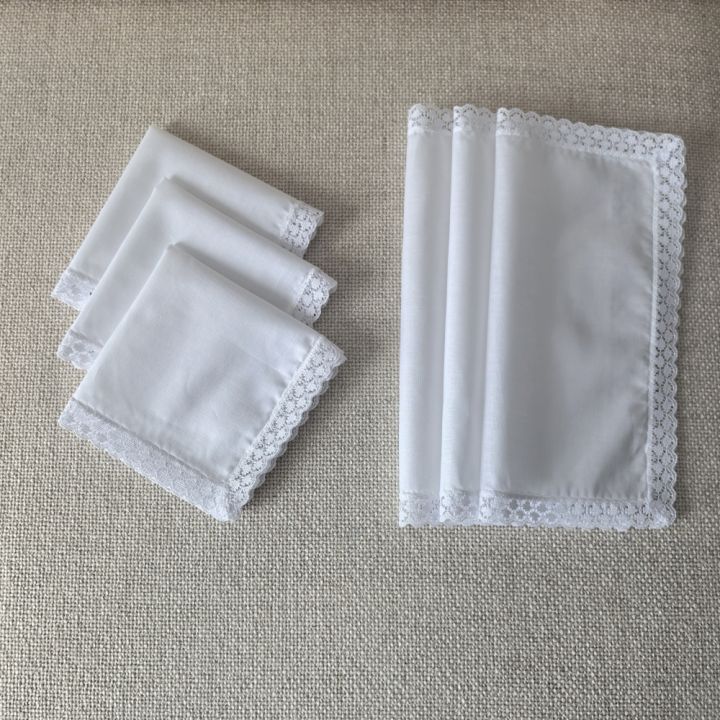 25CM/9.84IN, 6PCS Thin Pure Cotton Fabric Lace Handkerchief Wedding Decoration Home Ornament Bag Decoration Handkerchief Solid C