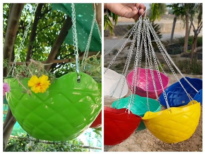 Pack of 2,3,6 Hanging Pots with Chain for plant and flowers | Daraz.pk