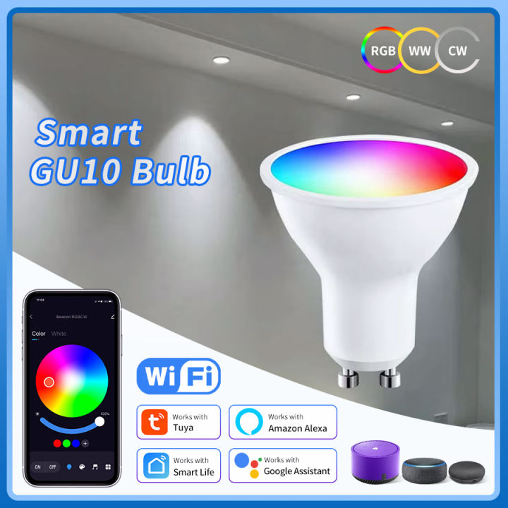 Tuya Smart Wifi GU10 LED Bulb Dimmable Spotlight RGBCW Lamp 5W 7W 9W Smart Life APP Voice Control Alexa Google Home AC 220V 110V lightify