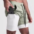ASRV Mens Quick Dry 2 in 1 Double-deck Shorts Gym Fitness Basketball Jogger Short Pants Summer Sports Workout Bottoms Sweatpants.