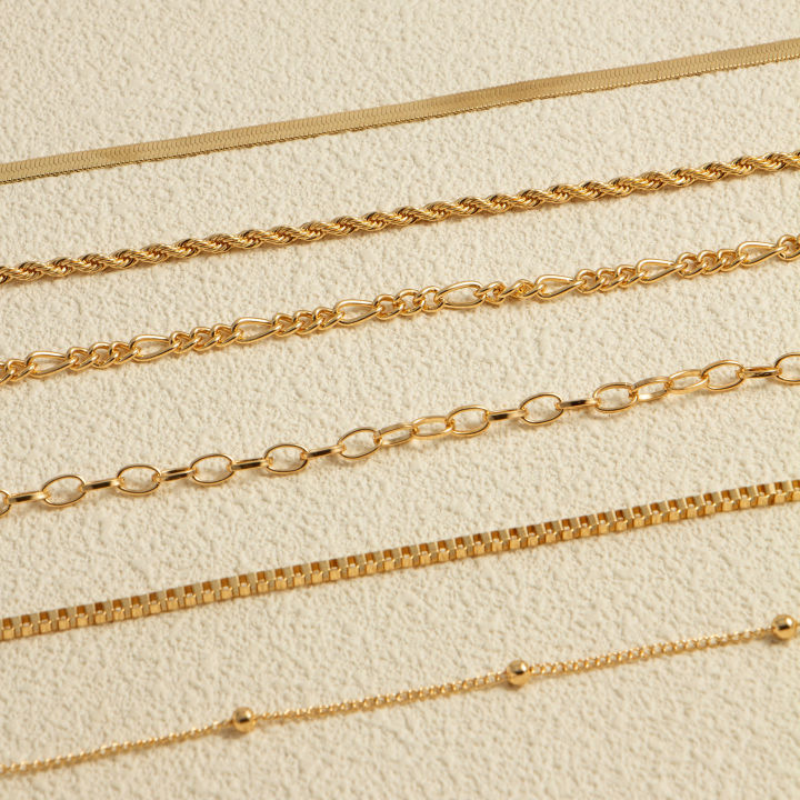 Multi-piece%20Set%20Bohemian%20Vacation%20&%20Simple%20Style%20Stackable%20Vegan%20Chain%20for%20Women%20Summer%20Anklet%20Plated%2018K%20gold%20Silver%20hypoallerg%20-%20Image%203