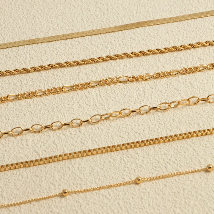Multi-piece%20Set%20Bohemian%20Vacation%20&%20Simple%20Style%20Stackable%20Vegan%20Chain%20for%20Women%20Summer%20Anklet%20Plated%2018K%20gold%20Silver%20hypoallerg%20-%20Image%203