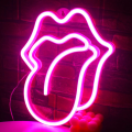 Mouth tongue Neon Light Sign LED Sexy Lips Lamp Decoration Table Room Shop Wall Party Gift USB & Battery Case Powered. 