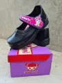 Student shoes black leather Velcro unicorn/pony unicorn/Pony by Gerry gang-no light. 