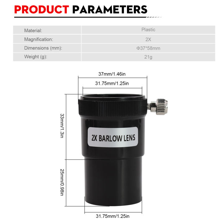 Datyson%201.25"%202X%20Barlow%20Lens%20FMC%20Green%20Coating%20Optical%20Glass%20Astronomy%20Accessory%20for%20Astronomical%20%20Eyepieces%20#W5P9943F%20-%20Image%204