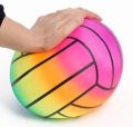 PVC Rainbow Football + 1 Nozzle, Single Un-inflated Plastic Rainbow Multicolor Football ~20 cm. 