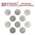 Cherry Sevens Slot Machine Bank with 10 Free Coins. 