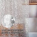 3D Pebble Clear Shower Curtain Liner with Magnets & Hooks, Fashion Plastic Bathroom Curtain for Bathtubs Bath Decor. 