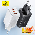 Baseus 65W GaN Charger Quick Charge Type C PD QC Charger USB Charger Portable Fast Charger For Laptop iPhone 17 16 15 14 13 Pro.