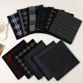 11Pcs Men's Pure Cotton Handkerchief Classic Yarn-dyed Plaid Old-fashioned Thin Absorbent Sweat Towel Stylish and Elegant. 