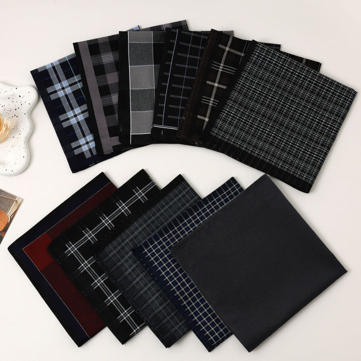 11Pcs%20Men's%20Pure%20Cotton%20Handkerchief%20Classic%20Yarn-dyed%20Plaid%20Old-fashioned%20Thin%20Absorbent%20Sweat%20Towel%20Stylish%20and%20Elegant%20-%20Image%204