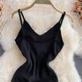 2024 Backless Lace Patchwork Knitted Split Summer Dress Women Black Mini Party Dress Bodycon Sheath night Club Outfits.