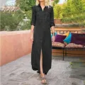 Women's S-5XL size Summer new women's loose solid color casual single breasted denim dress loose design comfortable and casual. 
