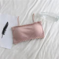 Womens Seamless Cotton Tube Top Bra with Chest Pad Adjustable Strap Camisole No Underwire Lace Trim Vest Comfort Sports Bra.