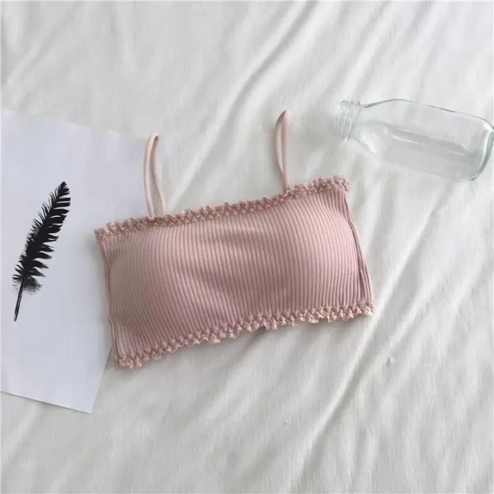 Womens%20Seamless%20Cotton%20Tube%20Top%20Bra%20with%20Chest%20Pad%20Adjustable%20Strap%20Camisole%20No%20Underwire%20Lace%20Trim%20Vest%20Comfort%20Sports%20Bra%20-%20Image%203