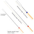 5Pcs Marshmallow Roasting Sticks Extendable 32in Long Metal Barbecue Skewers with Wooden Handle Outdoor Camping Fire Pit Sticks.