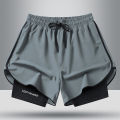 Men's quick drying and breathable 2-in-1 running shorts with built-in lining suitable for exercise jogging and marathon running. 