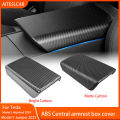 For Tesla Model Y Juniper 2025 Model 3 Highland Carbon Fiber ABS Case Center Console Arm Rest Lid Central Armrest Box Pad Cover.