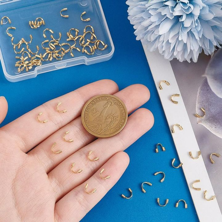 60pcs%2018K%20Gold%20Wire%20Guardian%20Golden%20U-Shape%20Cable%20Protector%20304%20Stainless%20Steel%20Wire%20Guard%20Loop%20Thread%20Protector%20for%20Earring%20kit%20-%20Image%203