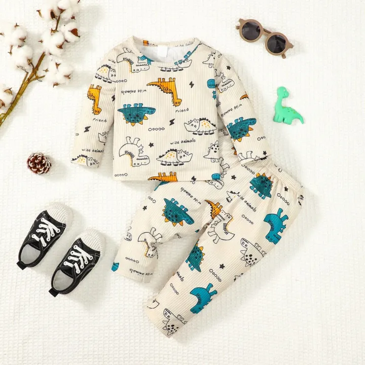 6%20Months%20to%203%20Years%20Baby%20Boy%20Spring&Autumn%20Clothing%20Set%20Cute%20Dinosaur%20Print%20Long%20Sleeved%20Top+Pants%20Toddler%20Boy%20Casual%20Clothing%20-%20Image%203