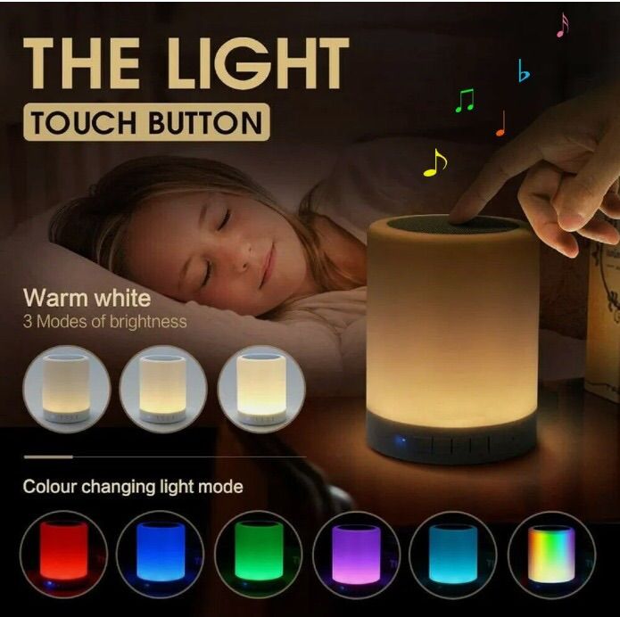 Wireless/Rechargeable Bluetooth Speaker with Night Touch Lamp