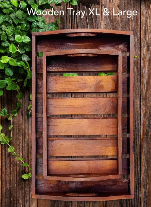 Classic Wooden Serving Tray – Large Size | Natural Finish, Premium Quality