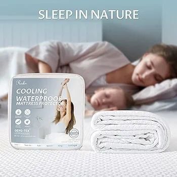 Waterproof Fitted Mattress Protector-Cooling Mattress Pad Cover with Deep Pocket Up to 18''