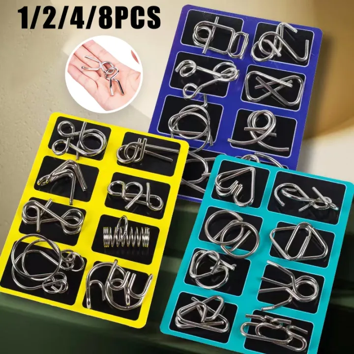 Chinese Metal Ring Puzzle Brain Teaser IQ Game for Family Adults Kids ...