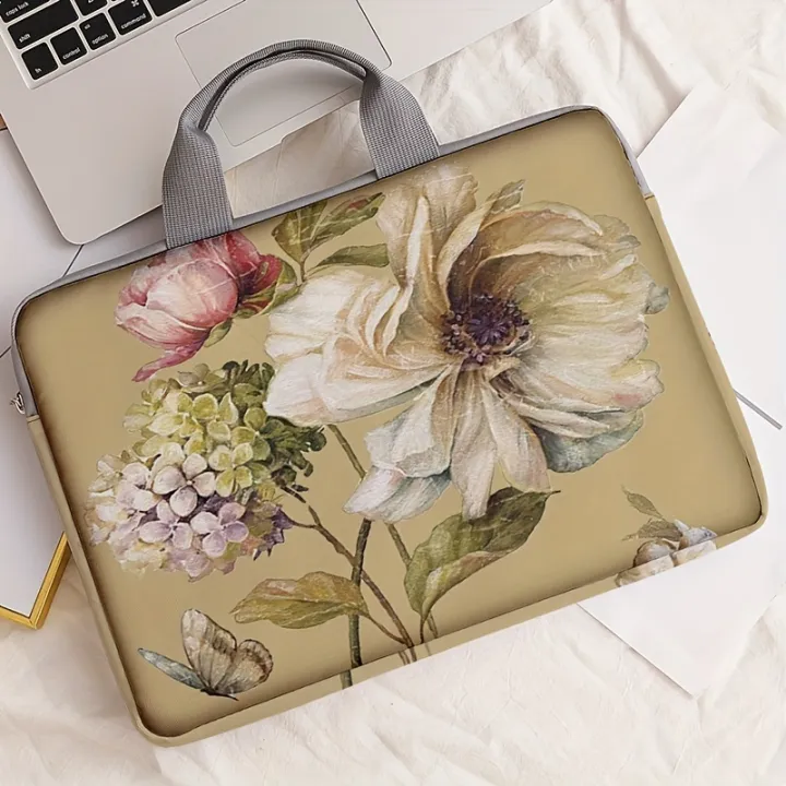 1-piece set, flower patterned laptop bag, briefcase, suitable for 14 ...