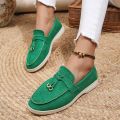 New Lefu Shoes Women's Soft Leather Retro Lazy Man Step on Thick Sole Flat Bottom Comfortable Single Shoe. 